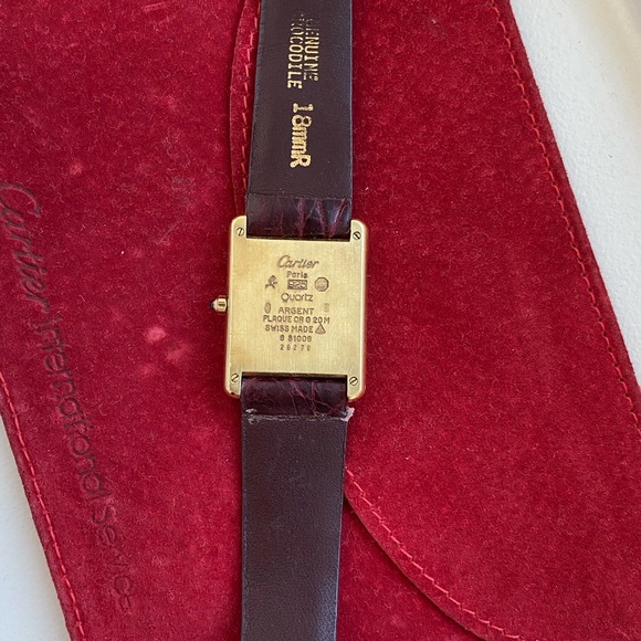 vintage must de cartier maroon/red dial Rare Dial Quarts Movement - Picture 5 of 7